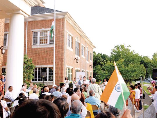 INDIAN FLAG RAISING AT TOWN