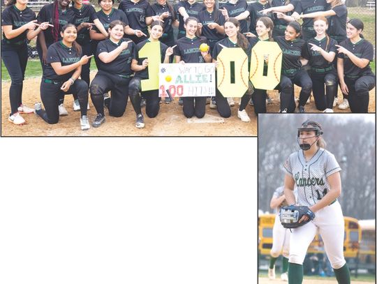 Softball Player Nankivell Gets 100th Hit; Mount Pitches a Five Inning No-Hitter