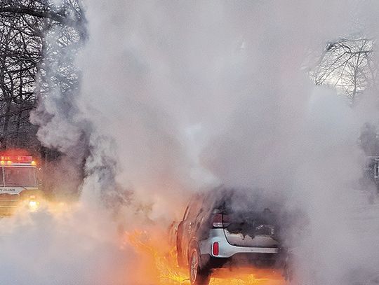 VEHICLE DESTROYED IN BLAZE