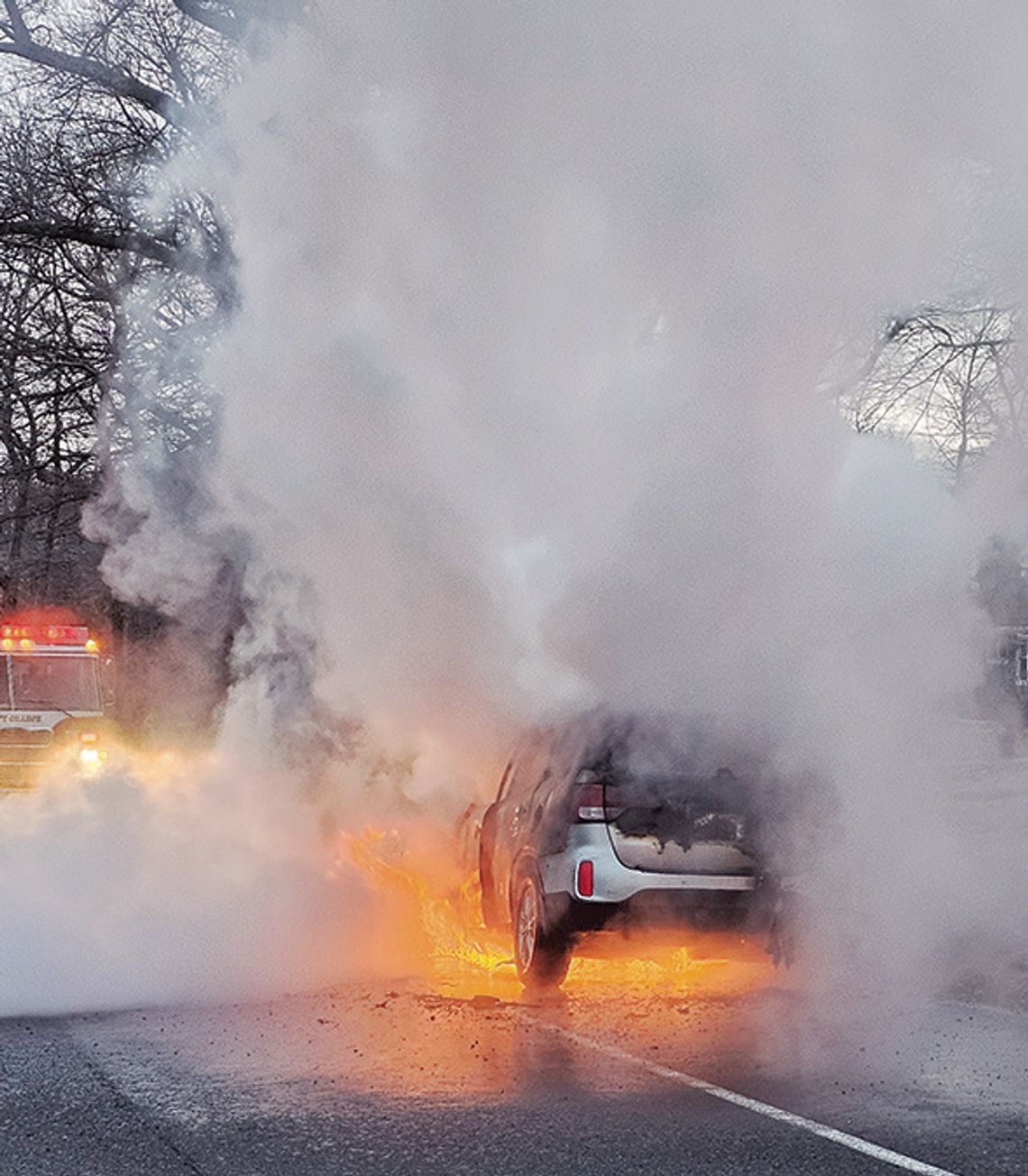 VEHICLE DESTROYED IN BLAZE